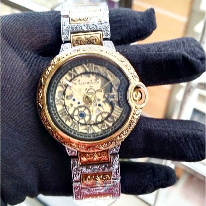 KEEP MOVING Fashion Quartz Watch For Men – Two Tone Black Color