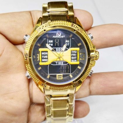 FORECAST F1690 Dual Display Digital Original Watch For Men – Golden Black Color
