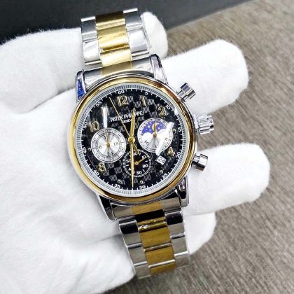 PATEK PHILIPPE A Grade Active Chronograph Watch – Two Tone Black Gold Color