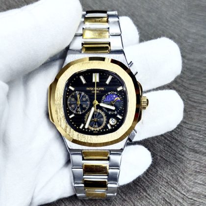 PATEK PHILIPPE A Grade Active Chronograph Fashion Gents Watch – Two Tone Black Color