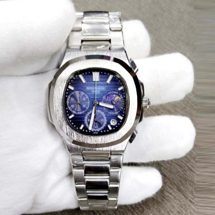 PATEK PHILIPPE A Grade Active Chronograph Fashion Gents Watch – Silver Blue Color