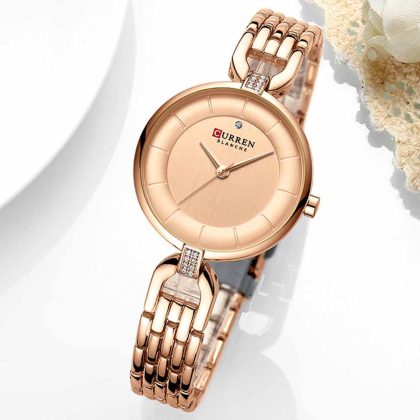 CURREN 9052 Exclusive Design Elegant Watch For Women – Rose Gold Color