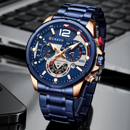 CURREN 8395 New Luxury Fashion Active Chronograph Quartz Watch For Men – Blue Color