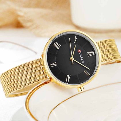 CURREN 9020 Fashion Watch For Women Watch – Golden Black Color