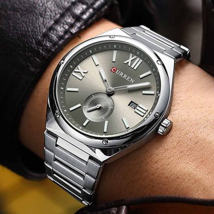 CURREN 8471 New Luxury Stainless Steel Men’s Fashion Quartz Watch – Grey Color
