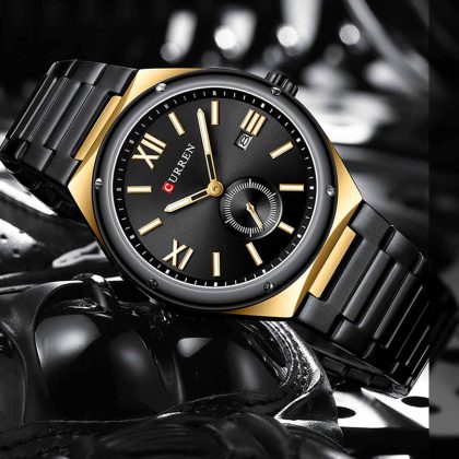 CURREN 8471 New Luxury Stainless Steel Men’s Fashion Quartz Watch – Black Color