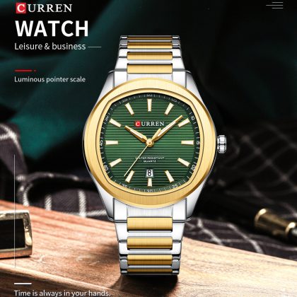 CURREN 8474 New Arrival Men’s Quartz Fashion Watch – Two Tone Green Color
