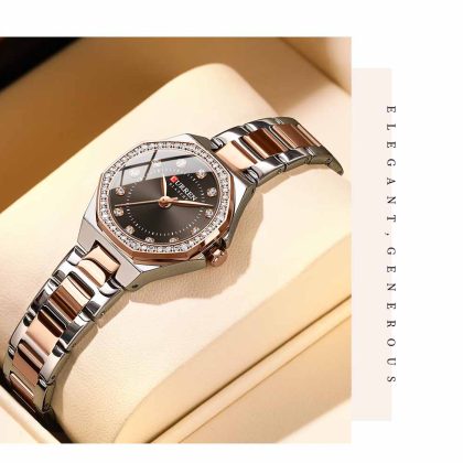 CURREN 9100 Women New Luxury Elegance Quartz Watch – Two Tone Rose Color