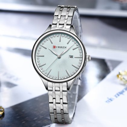 CURREN 9099 New Arrival Women Elegant Fashion Quartz Watch – Silver Blue Color