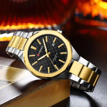 CURREN 8477 New Arrival Men’s Fashion Casual Quartz Watch – Two Tone Black Color