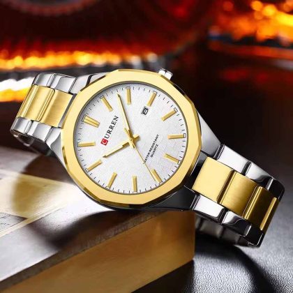 CURREN 8477 New Arrival Men’s Fashion Casual Quartz Watch – Two Tone White Color