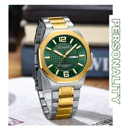 CURREN 8476 New Arrival Stainless Steel Men’s Quartz Watch – Two Tone Green Color