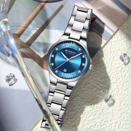 CURREN 9107 New Arrival Women Elegant Design Quartz Watch – Silver Blue Color