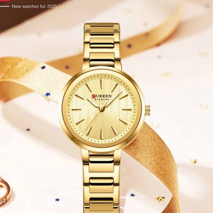 CURREN 9109 New Arrival Elegant Fashion Watch For Women – Golden Color