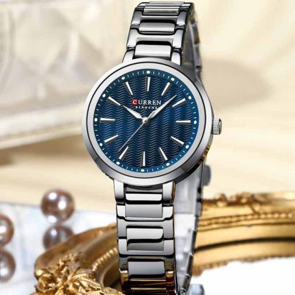 CURREN 9109 New Arrival Elegant Fashion Watch For Women – Silver Blue Color