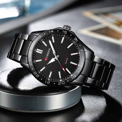 CURREN 8452 Simple Fashion Quartz Watch For Men – Black Color