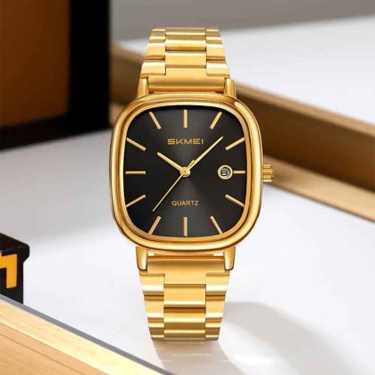 SKMEI 2551 New Design Men’s Simple Casual Quartz Watch – Golden Black