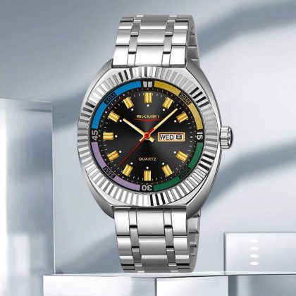 SKMEI 9353 Stainless Steel Fashion Watch For Men – Silver Black