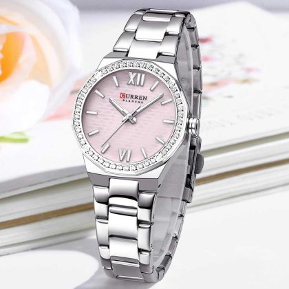 CURREN 9103 New Arrival Casual Luxury Women Quartz Watch – Silver Rose