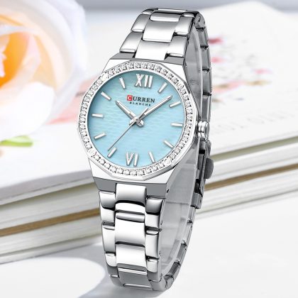 CURREN 9103 New Arrival Casual Luxury Women Quartz Watch – Silver Blue
