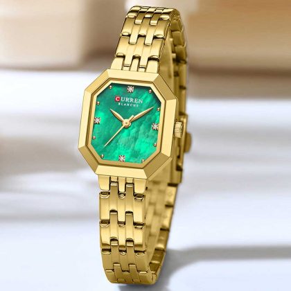 CURREN 9108 New Arrival Fashionable Quartz Watch For Women – Golden Green
