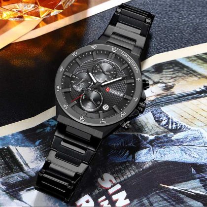 CURREN 8481 Active Chronograph Luminous Watch For Men – Black
