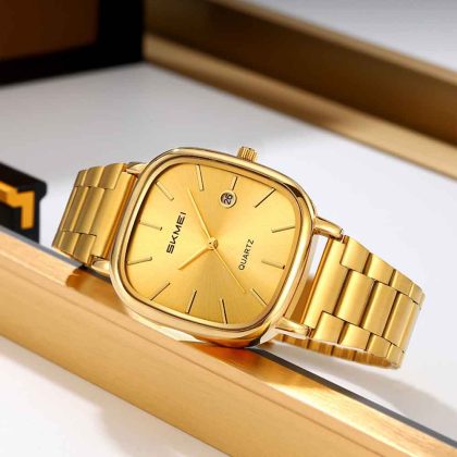 SKMEI 2551 New Design Men’s Simple Casual Quartz Watch – Full Golden