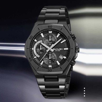 SKMEI 2452 Stainless Steel Men’s Luxury Active Chronograph Watch – Black
