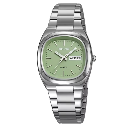 SKMEI 2420 Stainless Steel Small Dial Quartz Watch for Men –  Silver Green