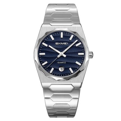SKMEI 9382 Stainless Steel Casual Business Quartz Watch For Men – Silver Blue